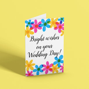Bright and Bold Hippie Flowers Spring Wedding Card