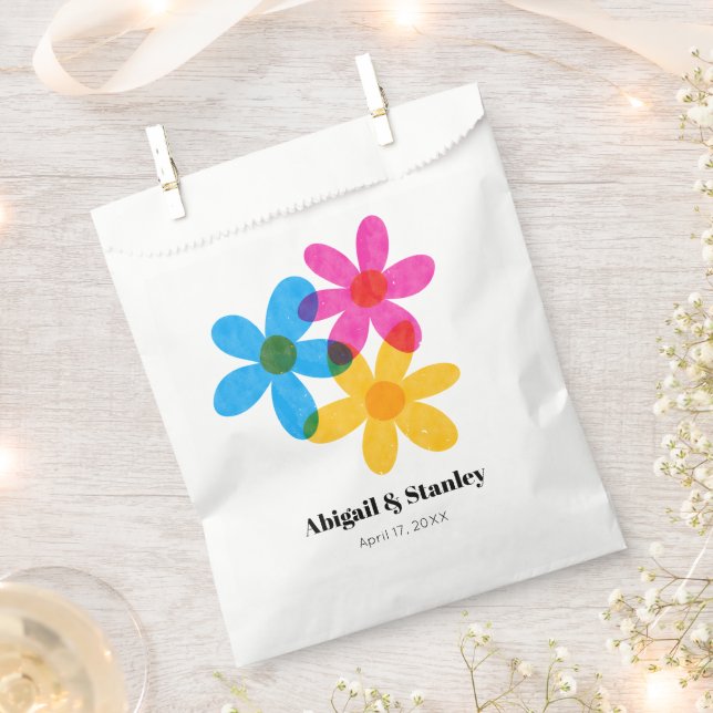 Bright and Bold Hippie Flowers Spring Wedding Favour Bag (Clipped)