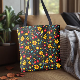 Bright and Bold Khokhloma Inspired Tote Bag