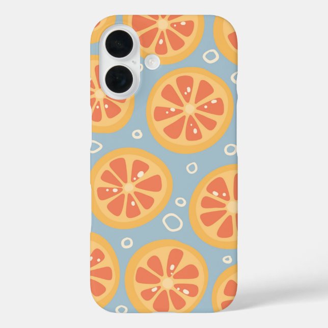 Bright and Bold Orange Slices Pattern on Blue Case-Mate iPhone Case (Back)