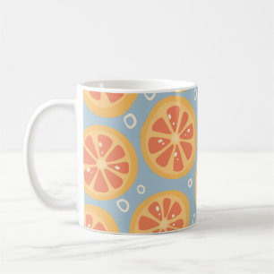 Bright and Bold Orange Slices Pattern on Blue Coffee Mug