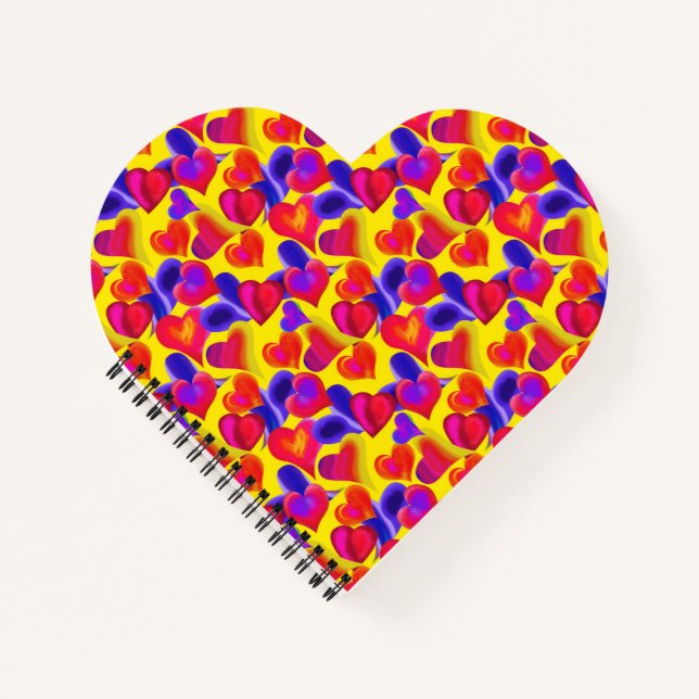 Bright and Bold Painted Hearts | Valentine's Day Notebook (Front)