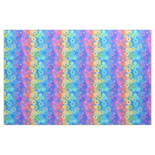 Bright and Bold Rainbow Hippie Flowers Fabric