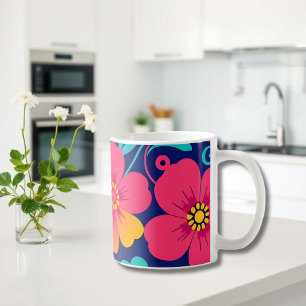 Bright and Bold Retro Flowers-Dopamine Style Coffee Mug