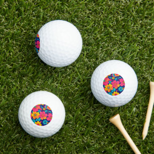 Bright and Bold Retro Flowers-Dopamine Style Golf Balls