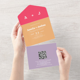 Bright and bold Retro Wedding Invitation