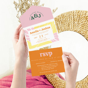 Bright and bold Retro Wedding Invitation