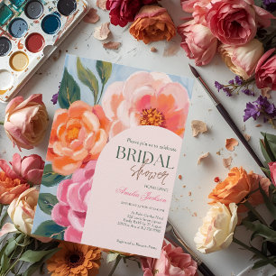 bright and bold vibrant floral bridal shower invitation