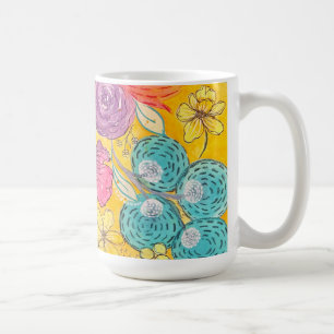 Bright and Bold Watercolor Florals Coffee Mug