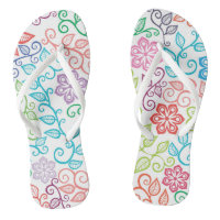 Bright and Cheerful Botanical Watercolor Flip Flop