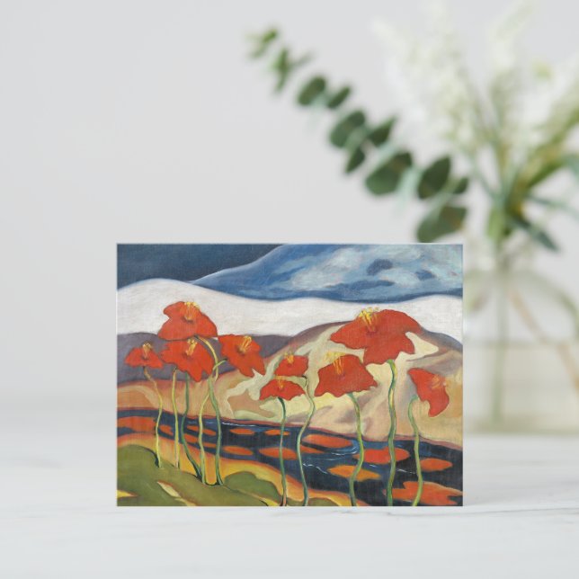 Bright and Cheerful, Landscape with Flowers, Postcard (Standing Front)