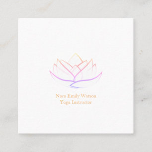 Bright and Clean Square Lotus Flower Business Card