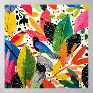 Bright and Colorful Jungle Art Poster