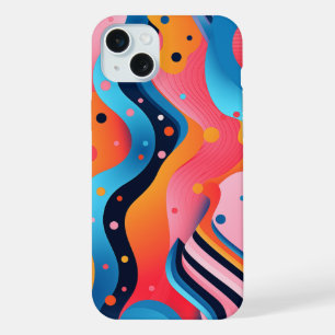 Bright and colourful abstract forms with dots iPhone 15 plus case
