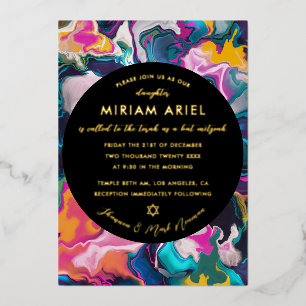 Bright and Colourful Abstract Marbling Bat Mitzvah
