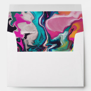 Bright and Colourful Abstract Marbling Self Addres Envelope