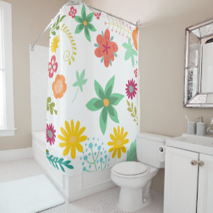 Bright and Colourful Big Flower Art Shower Curtain