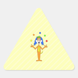 Bright and Colourful Cartoon Dog Juggling. Triangle Sticker