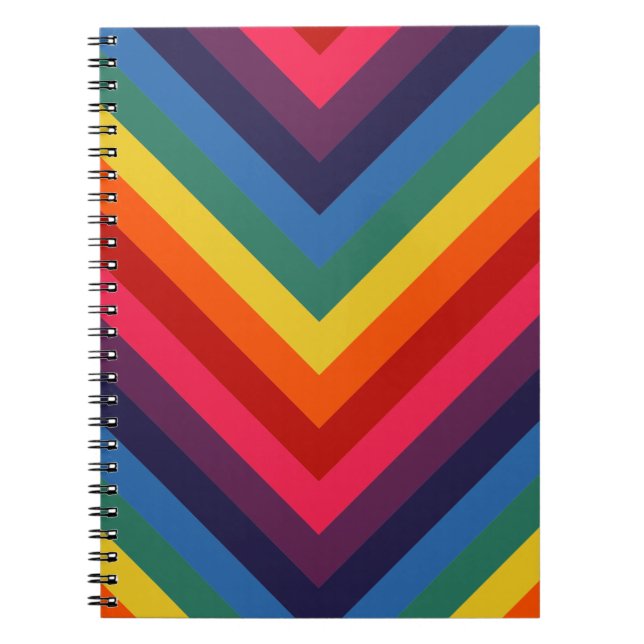 Bright and Colourful Chevron Retro Rainbow Notebook (Front)