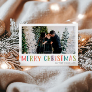 Bright and Colourful Christmas Family Photo Holiday Card