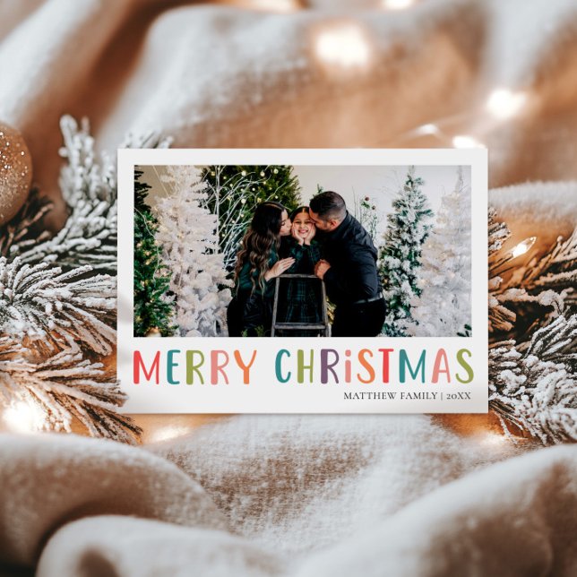 Bright and Colourful Christmas Family Photo Holiday Card (Creator Uploaded)