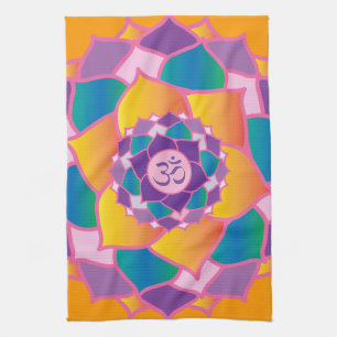 Bright and Colourful Crown Chakra Elegant Yoga Tea Towel