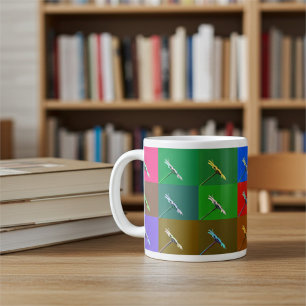 Bright and Colourful Daisy Squares, Abstract Flora Coffee Mug