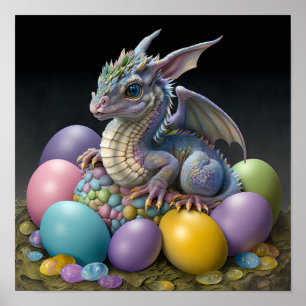 Bright and ColourFul Easter Dragon Print