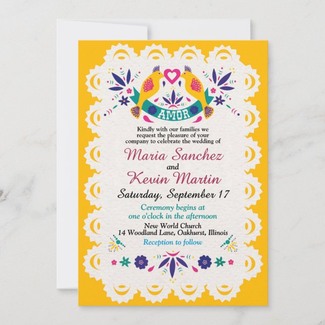 Bright and Colourful Fiesta Spanish Wedding Invitation (Front)