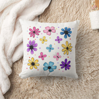 Bright and Colourful Flowers and Butterflies Cushion