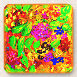 Bright And Colourful Flowers Art. Buy Now Coaster