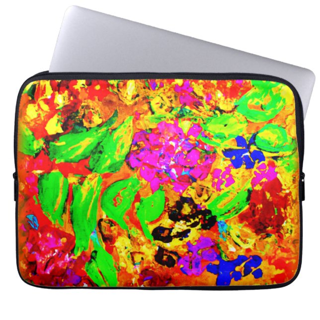 Bright And Colourful Flowers Art. Buy Now Laptop Sleeve (Front)
