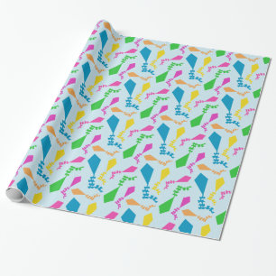 Bright and Colourful Flying Kites Pattern Wrapping Paper