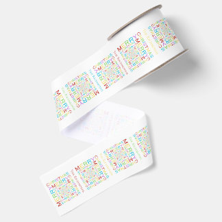 Bright and Colourful Merry Christmas Typography Grosgrain Ribbon