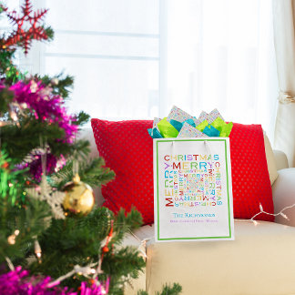 Bright and Colourful Merry Christmas Typography Medium Gift Bag