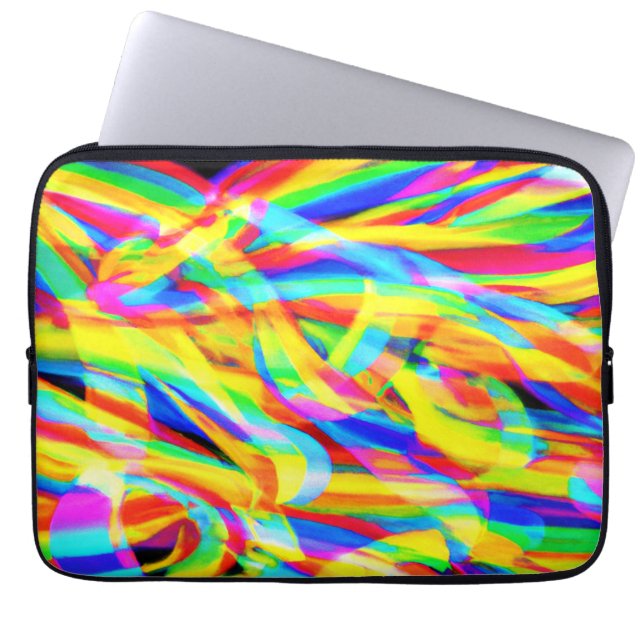 Bright And Colourful Neon Pattern Art Laptop Sleeve (Front)