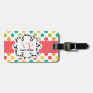 Bright and Colourful Polka Dots Personalised Ladie Luggage Tag