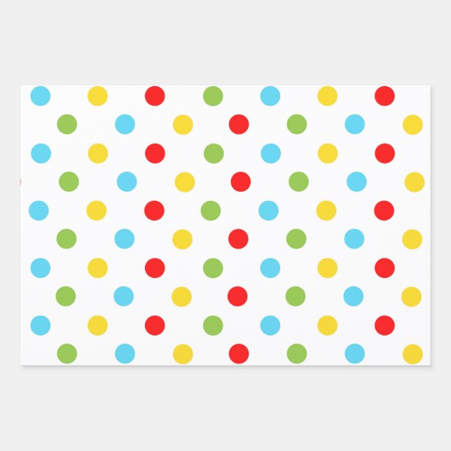 Bright and Colourful Polka Dots Wrapping Paper Sheet (Front)