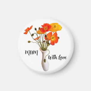 Bright and colourful Poppies in vase named  Magnet