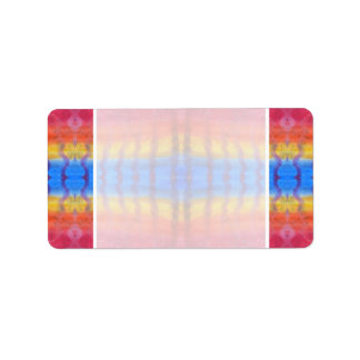 Bright and Colourful. Red, Blue and Yellow Pattern Label