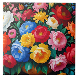 Bright and colourful roses ceramic tile
