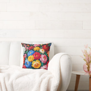 Bright and colourful roses cushion