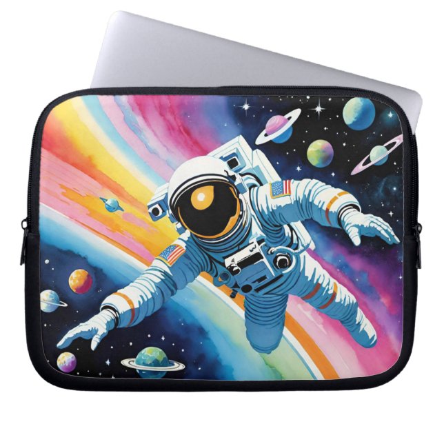 Bright and Colourful Spaceman in Space Laptop Sleeve (Front)