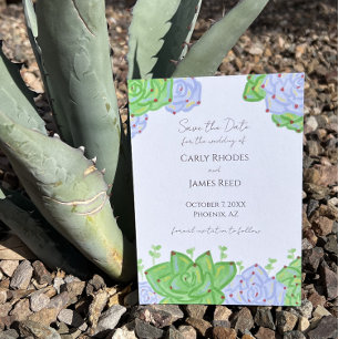 Bright and Colourful Succulent Save The Date Card