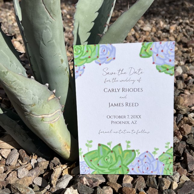 Bright and Colourful Succulent Save The Date Card (Creator Uploaded)