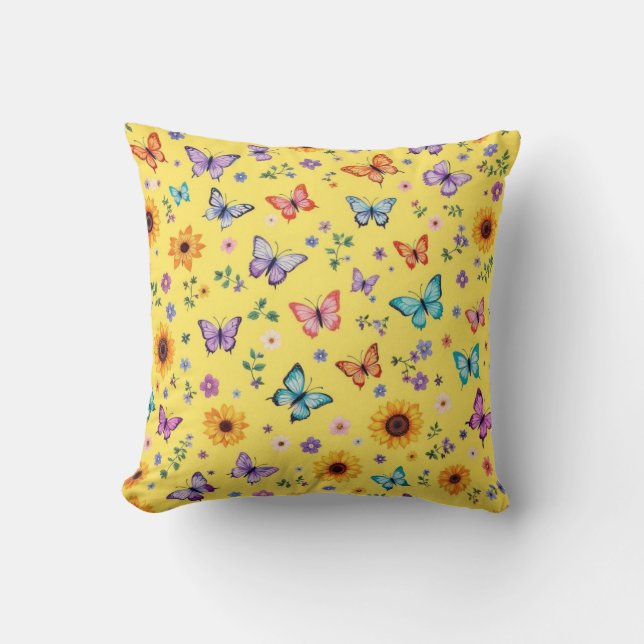 Bright and Colourful Throw Pillow  (Front)
