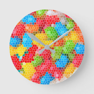 Bright and Colourful Unique Pattern Round Clock