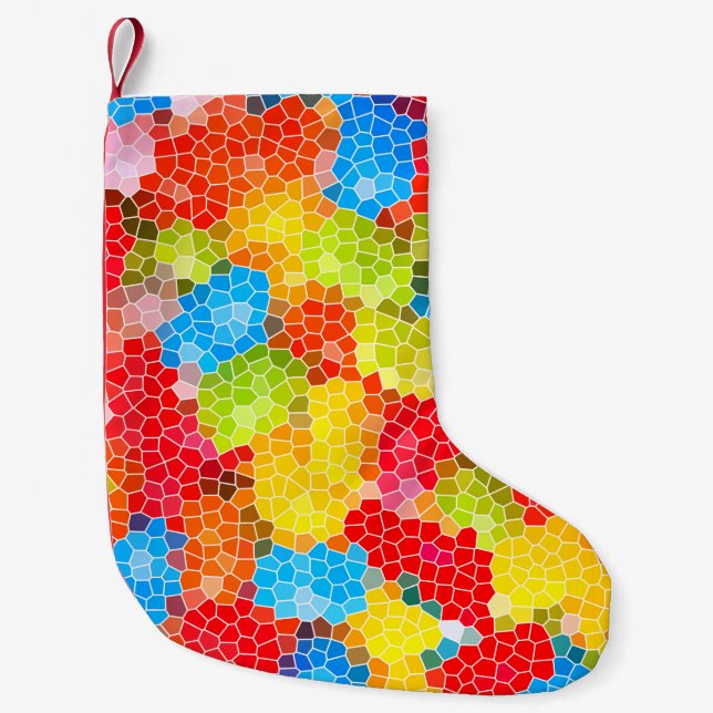 Bright and Colourful Unique Pattern Small Christmas Stocking (Front)