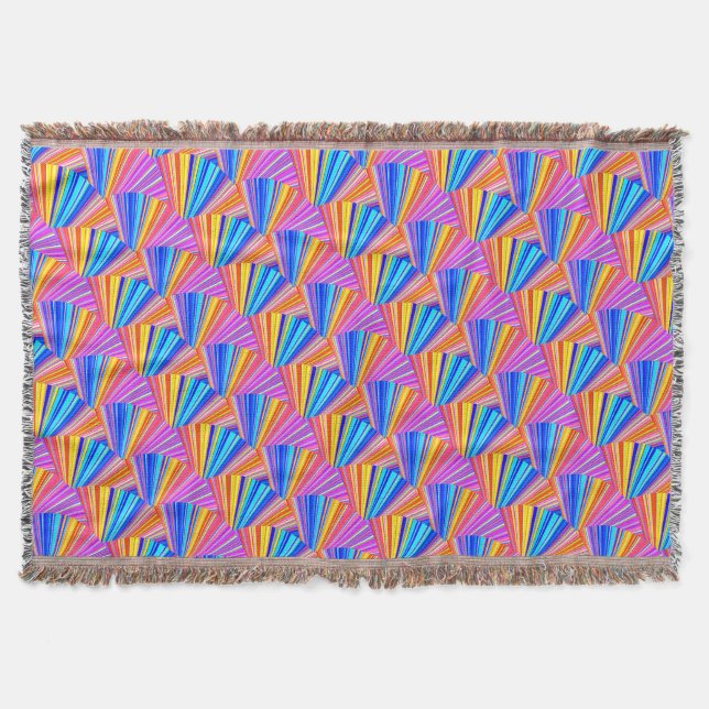 Bright and Colourful Unique Pattern Throw Blanket (Front)