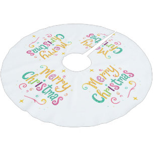 Bright and cool Merry Christmas Brushed Polyester Tree Skirt